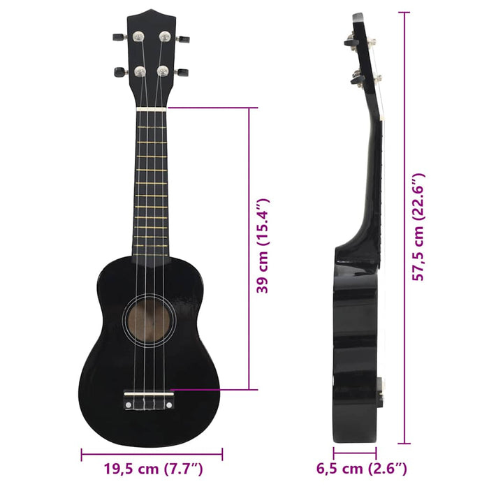 Set ukulele Soprano pentru copii, cu husă, negru, 23" - WALTI WALTI
