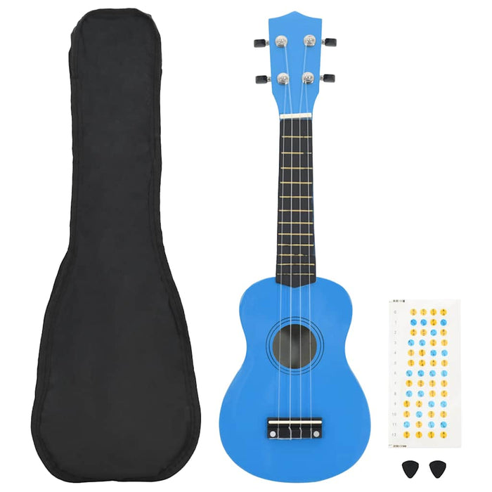Set ukulele Soprano pentru copii, cu husă, bleu, 23" - WALTI WALTI