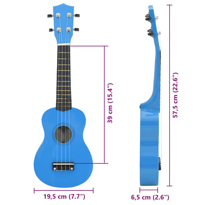 Set ukulele Soprano pentru copii, cu husă, bleu, 23" - WALTI WALTI