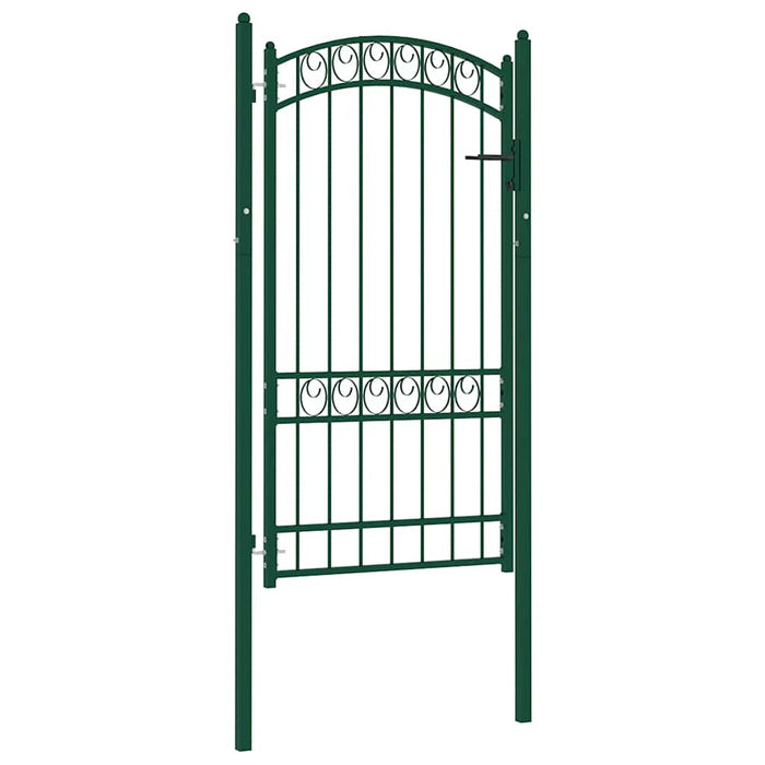 Poartă de gard EMMEN cu vârf arcuit, oțel, verde, 100x123,5 cm WALTI