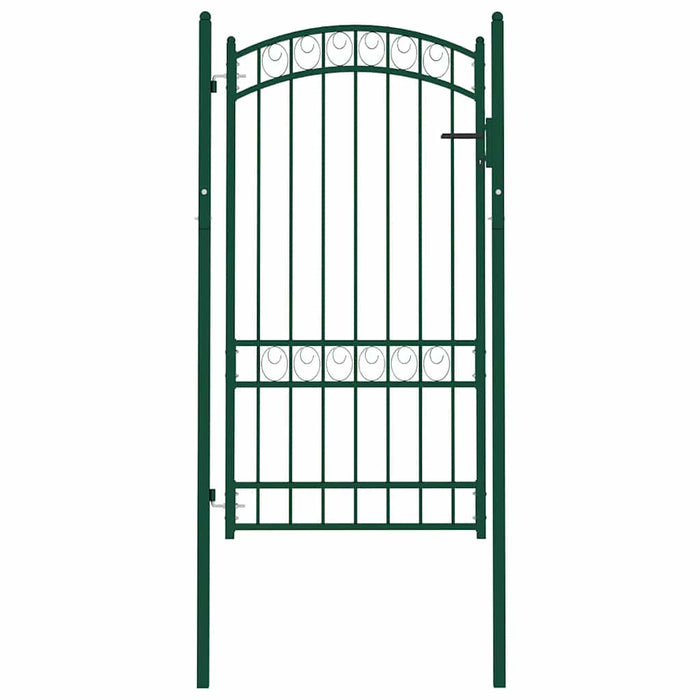 Poartă de gard EMMEN cu vârf arcuit, oțel, verde, 100x123,5 cm WALTI