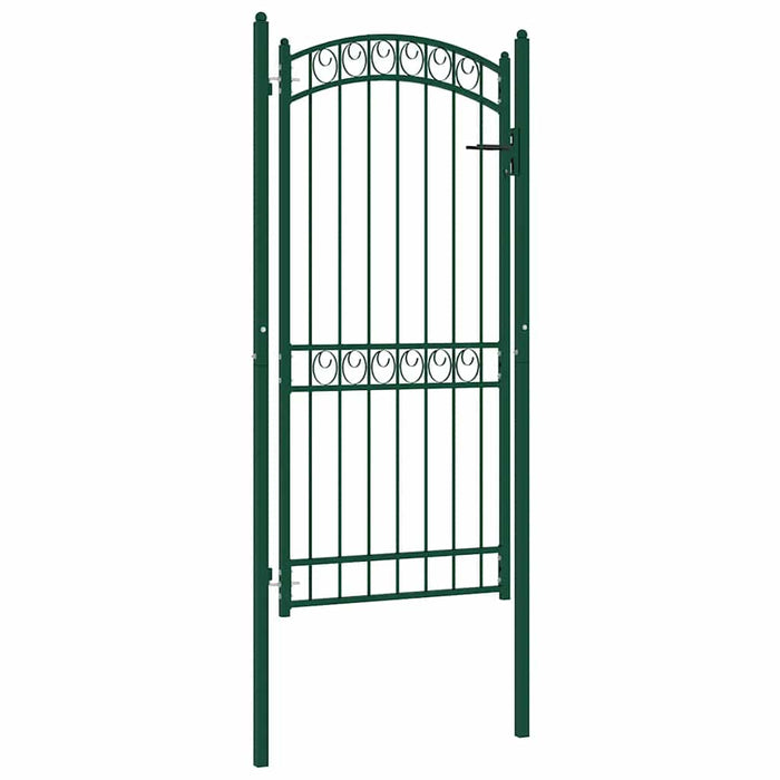 Poartă de gard EMMEN cu vârf arcuit, oțel, verde, 100x136 cm WALTI