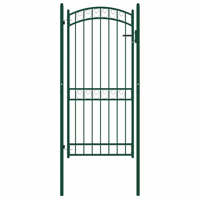 Poartă de gard EMMEN cu vârf arcuit, oțel, verde, 100x136 cm WALTI