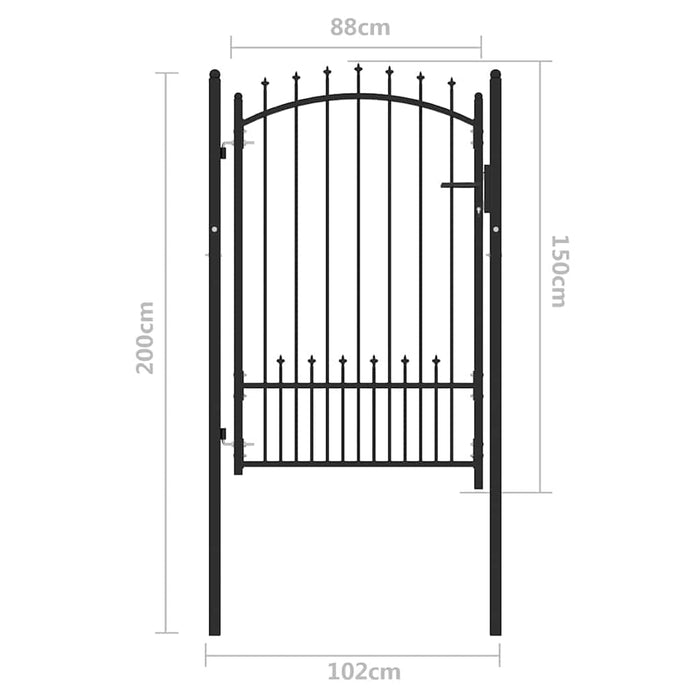 Poartă de gard Negru 100 x 150 cm Oțel vopsit în pulbere - WALTI WALTI