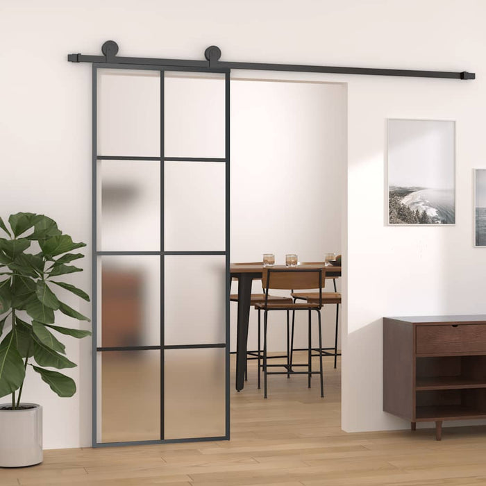Ușă glisantă, negru, 76x205 cm, aluminiu și sticlă ESG - WALTI WALTI