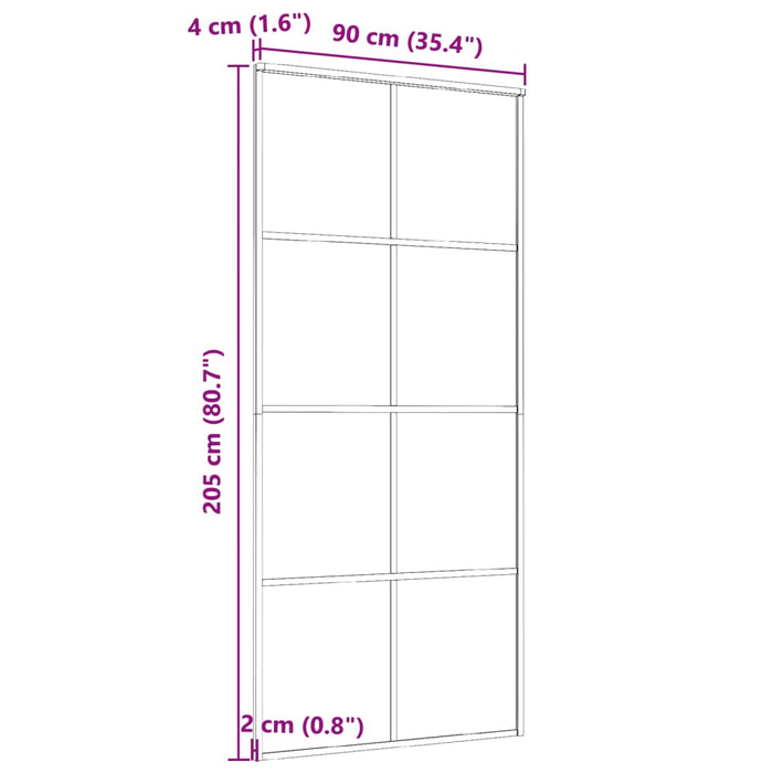 Ușă glisantă, negru, 90x205 cm, aluminiu și sticlă ESG - WALTI WALTI