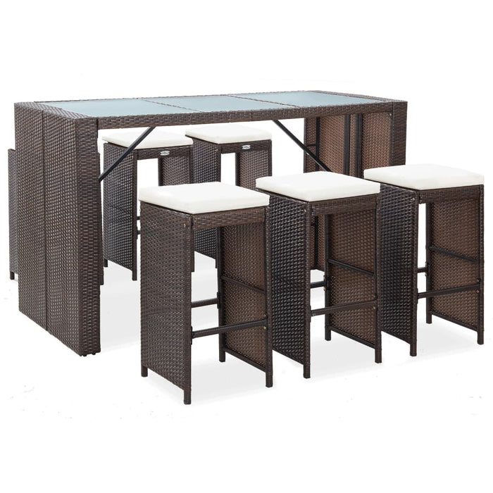 Set mobilier bar de grădină cu perne, 7 piese, maro, poliratan - WALTI WALTI