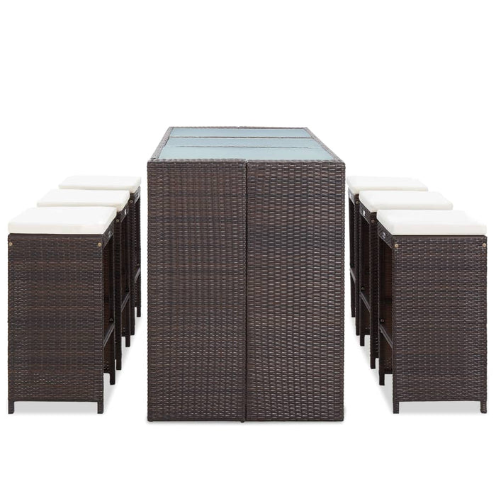 Set mobilier bar de grădină cu perne, 7 piese, maro, poliratan - WALTI WALTI