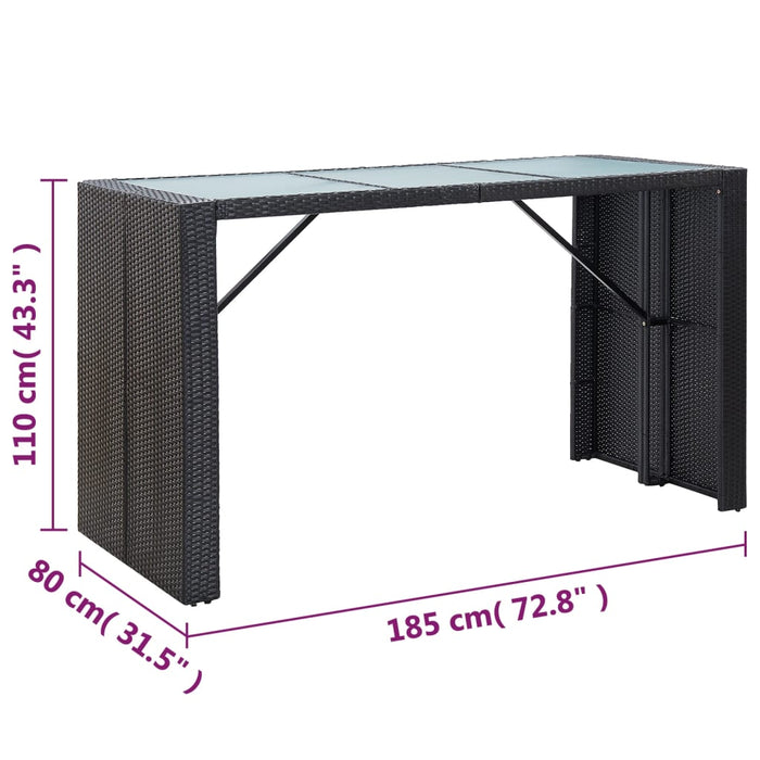 Set mobilier bar de grădină cu perne, 7 piese, negru, poliratan - WALTI WALTI