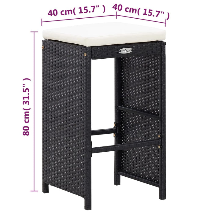 Set mobilier bar de grădină cu perne, 7 piese, negru, poliratan - WALTI WALTI