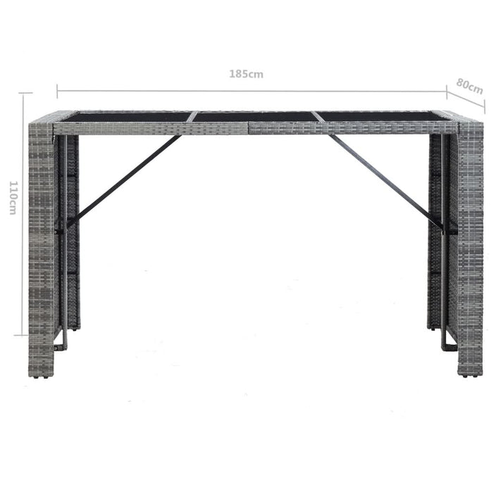 Set mobilier bar de grădină cu perne, 7 piese, gri, poliratan - WALTI WALTI