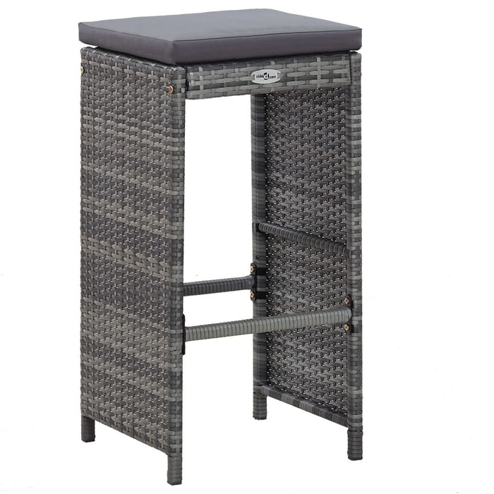 Set mobilier bar de grădină cu perne, 7 piese, gri, poliratan - WALTI WALTI