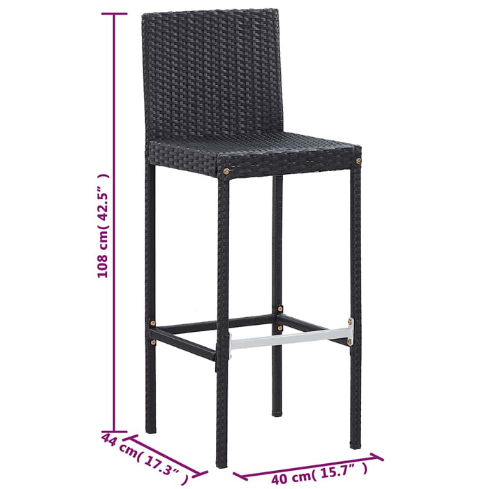Set mobilier de exterior 5 piese, negru, poliratan, lemn acacia - WALTI WALTI