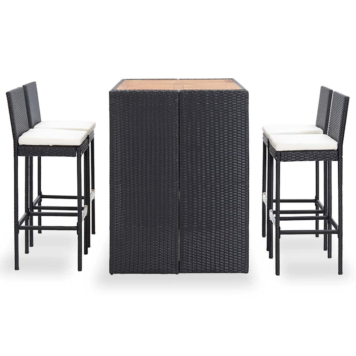 Set mobilier de exterior 5 piese, negru, poliratan, lemn acacia - WALTI WALTI