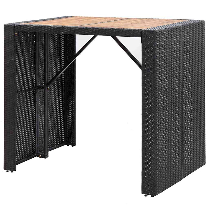 Set mobilier de exterior 5 piese, negru, poliratan, lemn acacia - WALTI WALTI