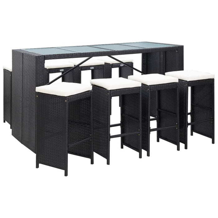 Set mobilier de bar de exterior, negru, poliratan - WALTI WALTI