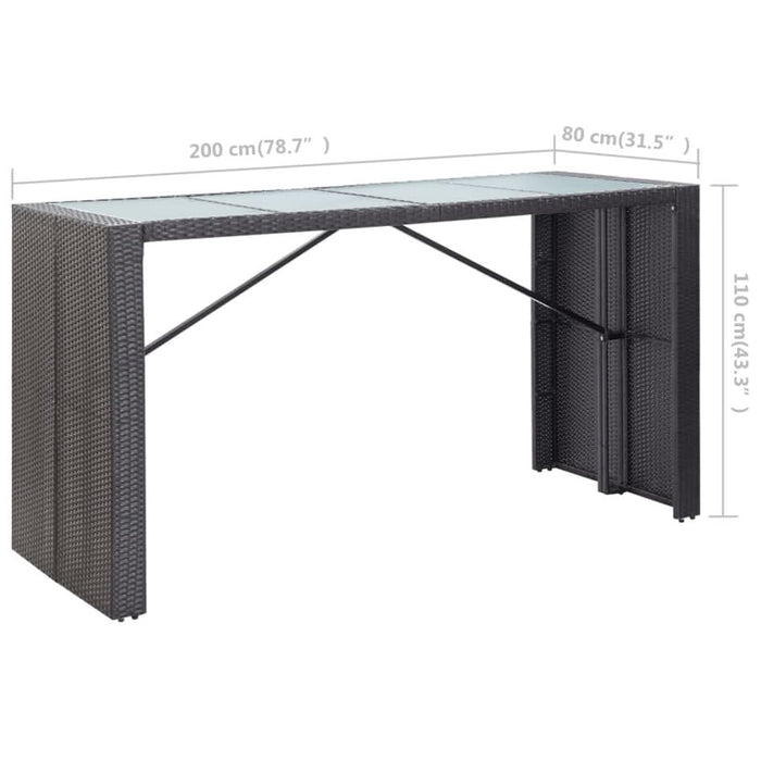 Set mobilier de bar de exterior, negru, poliratan - WALTI WALTI