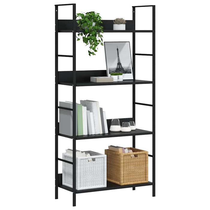 Etajeră cărți 4 rafturi, negru, 60x27,6x124,5 cm lemn prelucrat - WALTI WALTI