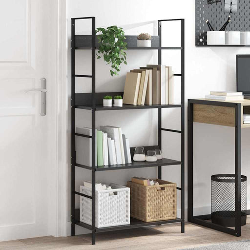 Etajeră cărți 4 rafturi, negru, 60x27,6x124,5 cm lemn prelucrat - WALTI WALTI
