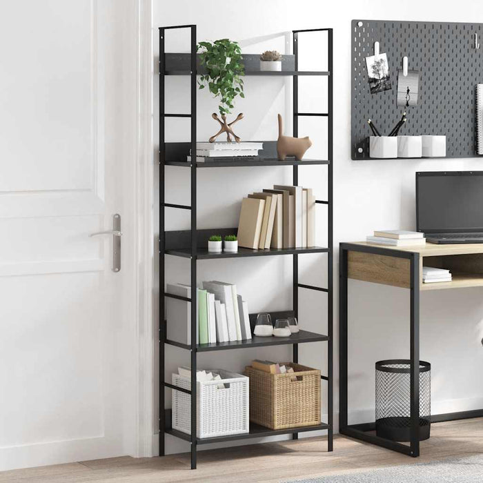 Etajeră cărți 5 rafturi, negru, 60x27,6x158,5 cm lemn prelucrat - WALTI WALTI