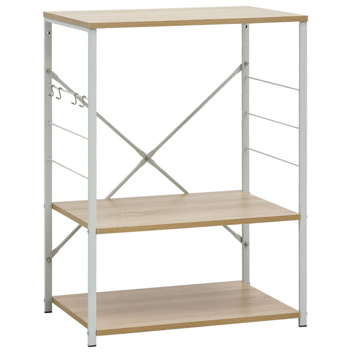Dulap microunde, alb/stejar, 60x39,6x79,5 cm, lemn prelucrat - WALTI WALTI