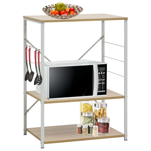 Dulap microunde, alb/stejar, 60x39,6x79,5 cm, lemn prelucrat - WALTI WALTI