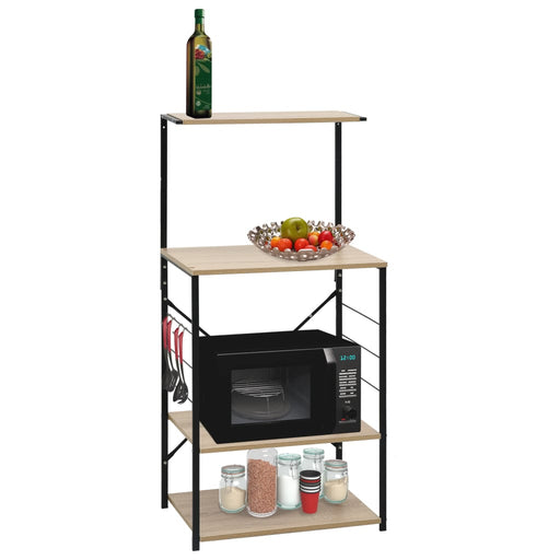 Dulap microunde, negru/stejar 60x39,6x123 cm lemn prelucrat - WALTI WALTI