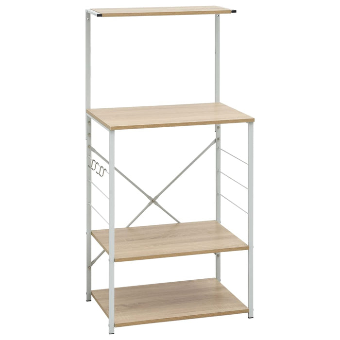 Dulap microunde, alb/stejar, 60x39,6x123 cm, lemn prelucrat WALTI
