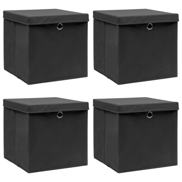 Cutii depozitare cu capace, 4 buc. negru, 32x32x32 cm, textil - WALTI WALTI