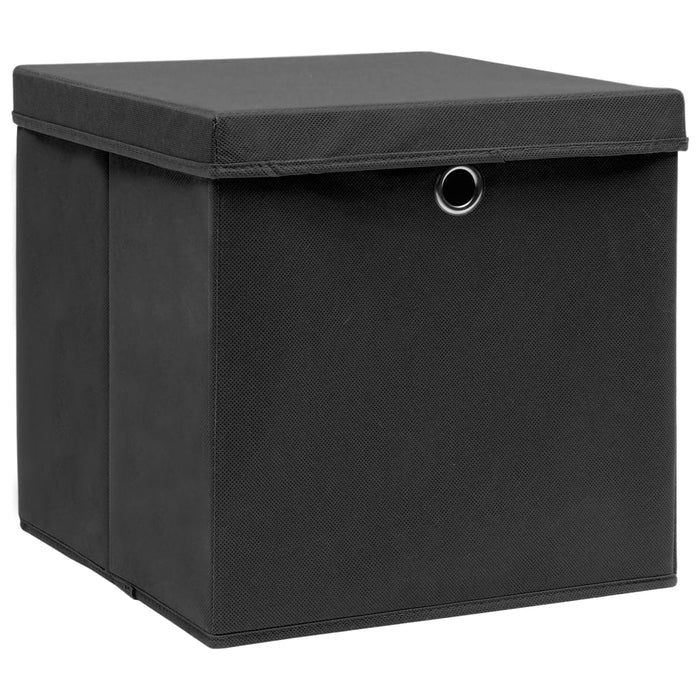 Cutii depozitare cu capace, 4 buc. negru, 32x32x32 cm, textil - WALTI WALTI