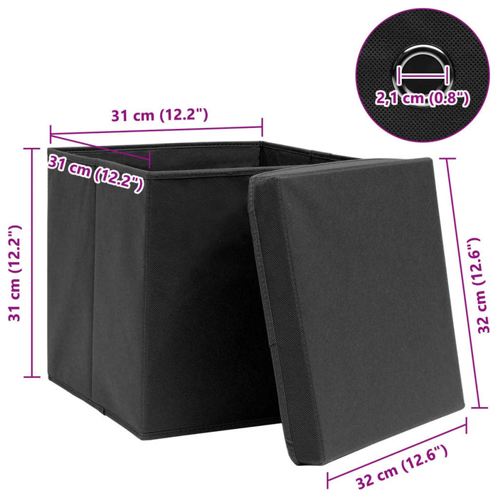 Cutii depozitare cu capace, 4 buc. negru, 32x32x32 cm, textil - WALTI WALTI