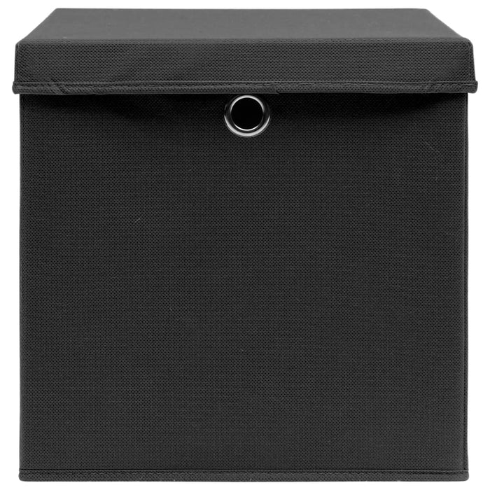 Cutii depozitare cu capace, 10 buc. negru, 32x32x32 cm, textil - WALTI WALTI