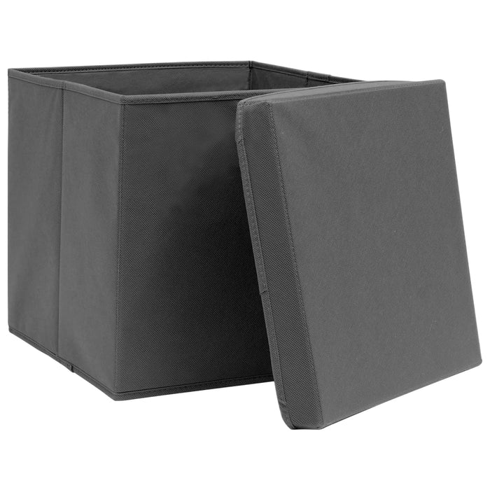 Cutii depozitare cu capace, 10 buc., gri, 32x32x32 cm, textil - WALTI WALTI