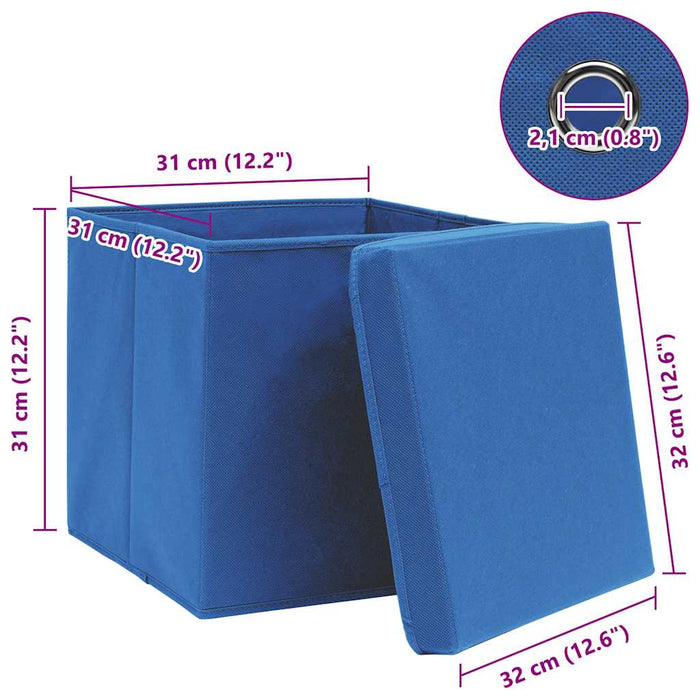 Cutii depozitare cu capace 4 buc. albastru, 32x32x32 cm, textil - WALTI WALTI