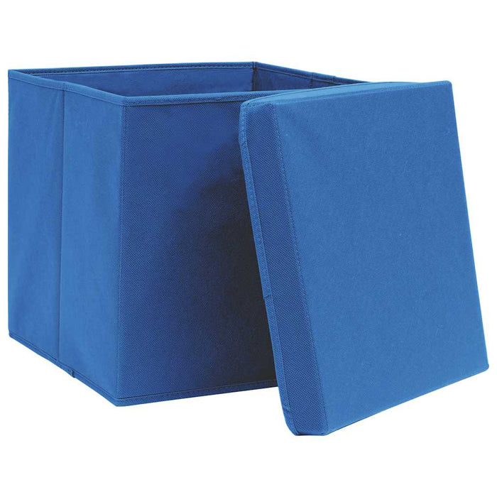 Cutii depozitare cu capace 10 buc. albastru 32x32x32 cm, textil - WALTI WALTI
