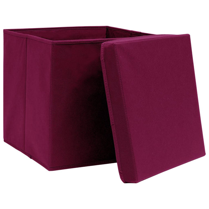 Cutii depozitare cu capac 4 buc. roșu închis 32x32x32cm, textil - WALTI WALTI