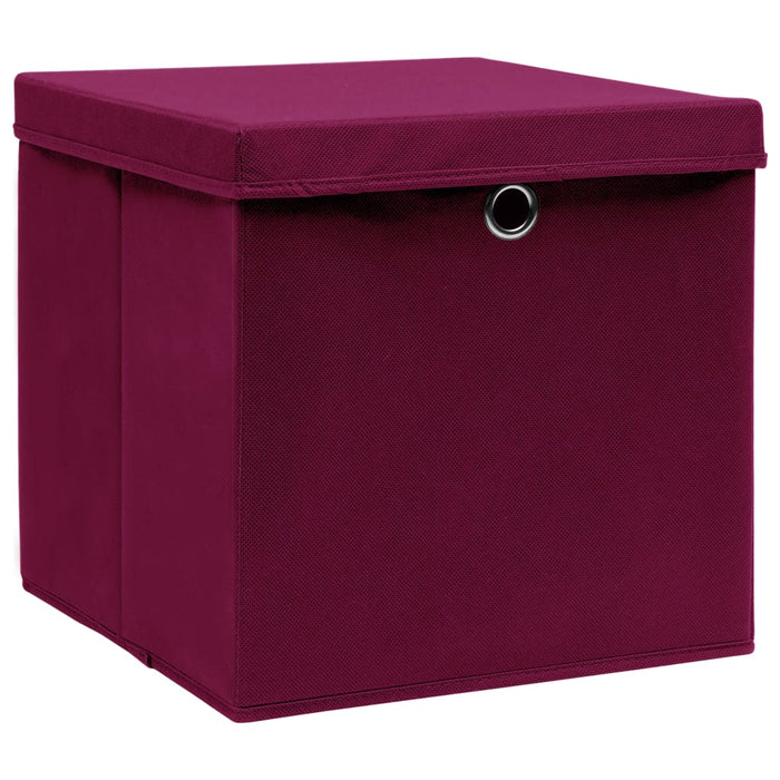 Cutii depozitare cu capac 10 buc. roșu închis 32x32x32cm textil - WALTI WALTI