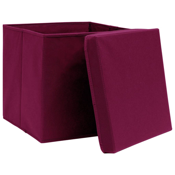 Cutii depozitare cu capac 10 buc. roșu închis 32x32x32cm textil - WALTI WALTI