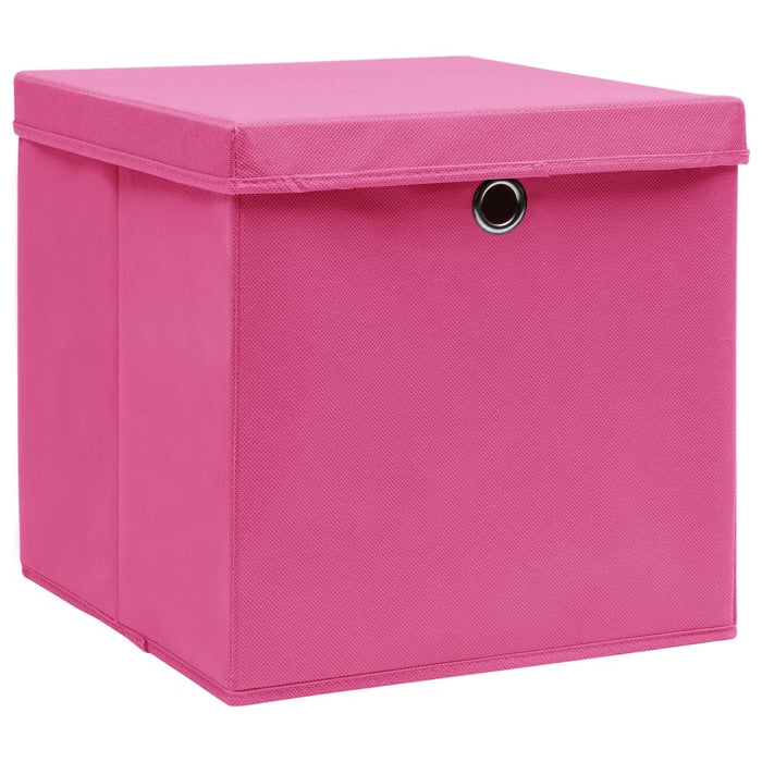 Cutii depozitare cu capace 4 buc. roz, 32x32x32 cm, textil - WALTI WALTI