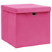 Cutii depozitare cu capace 4 buc. roz, 32x32x32 cm, textil - WALTI WALTI