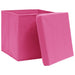 Cutii depozitare cu capace 4 buc. roz, 32x32x32 cm, textil - WALTI WALTI