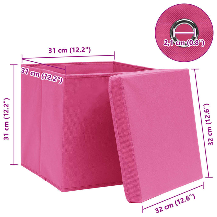 Cutii depozitare cu capace 4 buc. roz, 32x32x32 cm, textil - WALTI WALTI