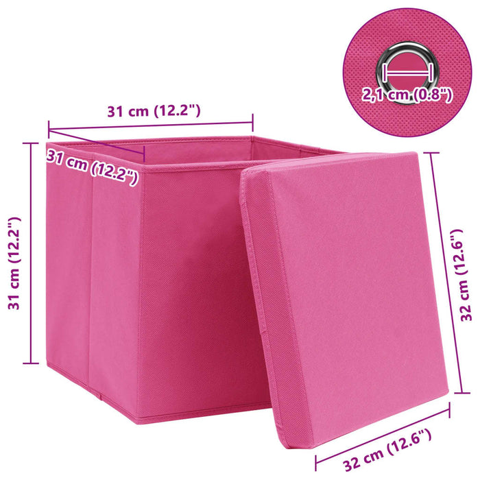 Cutii depozitare cu capace 10 buc. roz, 32x32x32 cm, textil - WALTI WALTI