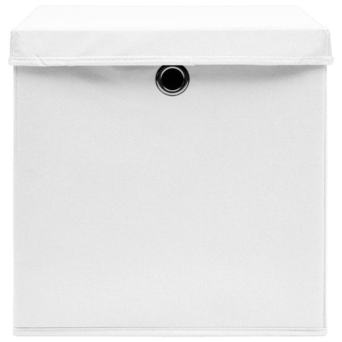 Cutii depozitare cu capace 10 buc. alb, 32x32x32 cm, textil WALTI