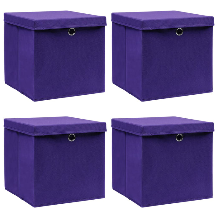 Cutii depozitare cu capace 4 buc. violet, 32x32x32 cm, textil - WALTI WALTI