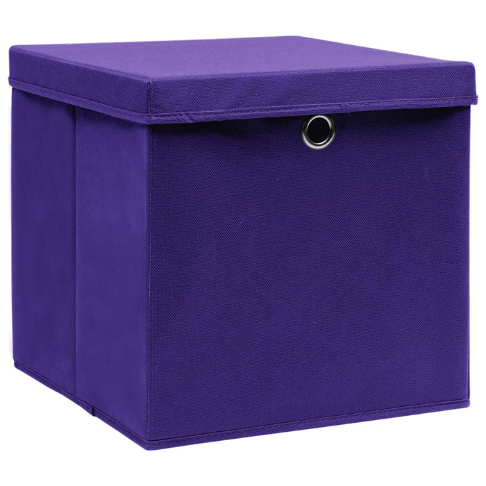 Cutii depozitare cu capace 4 buc. violet, 32x32x32 cm, textil - WALTI WALTI