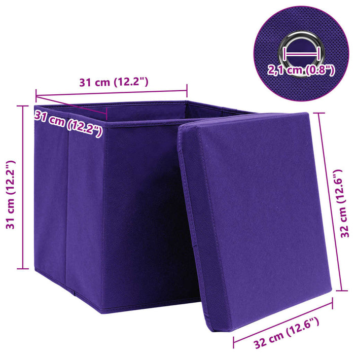 Cutii depozitare cu capace 4 buc. violet, 32x32x32 cm, textil - WALTI WALTI