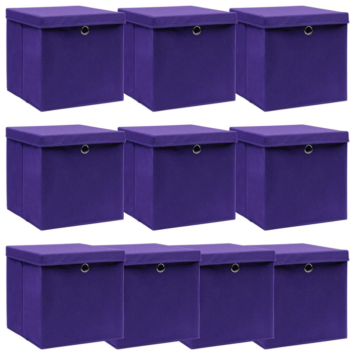 Cutii depozitare cu capace 10 buc. violet, 32x32x32 cm, textil - WALTI WALTI