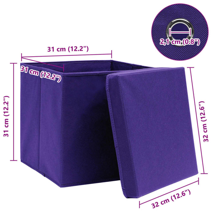 Cutii depozitare cu capace 10 buc. violet, 32x32x32 cm, textil - WALTI WALTI