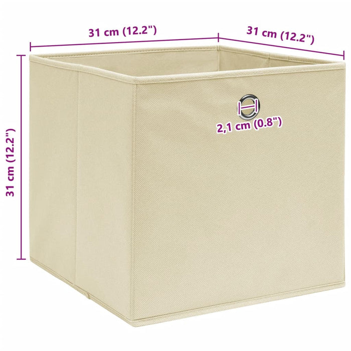 Cutii de depozitare, 4 buc., crem, 32x32x32 cm, textil - WALTI WALTI